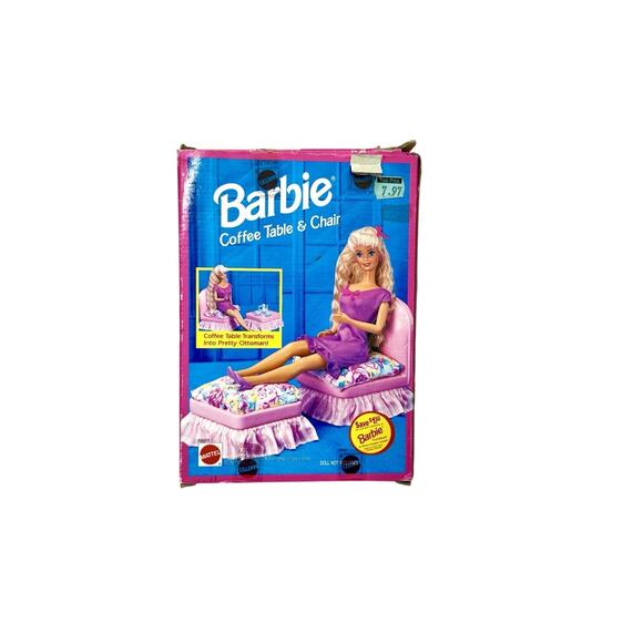 Barbie 1992 Mattel #9322 Coffee Table & Chair Furniture Set – Vintage - Picture 1 of 8